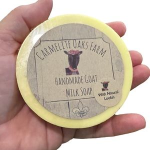 🆕 Goat Milk Loofah Soap, Handmade on our small farm, Lemon Twist Scent